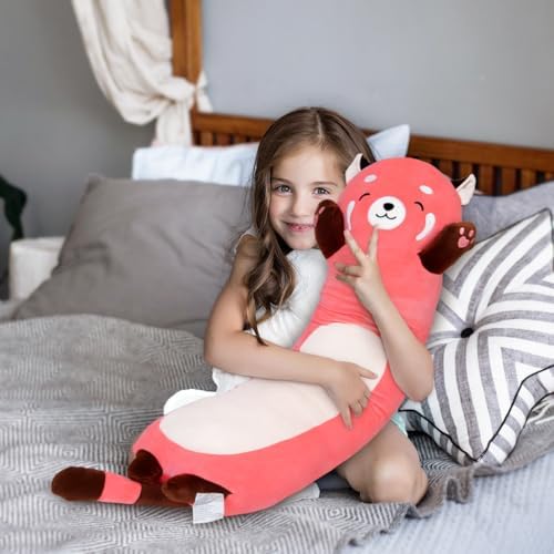 Yeqivo Cute Raccoon Plush Pillow 1968Inch Pink
