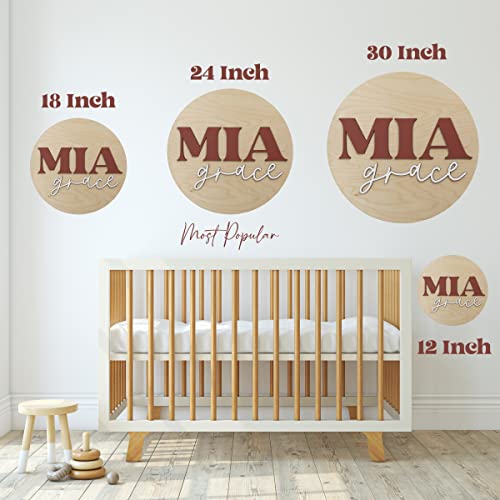 Custom Round Nursery Name Sign 3D Wall Art for Kids Room