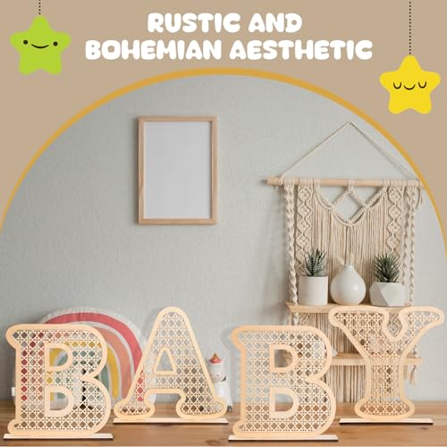 Wooden Rattan Baby Letters Marquee Decor