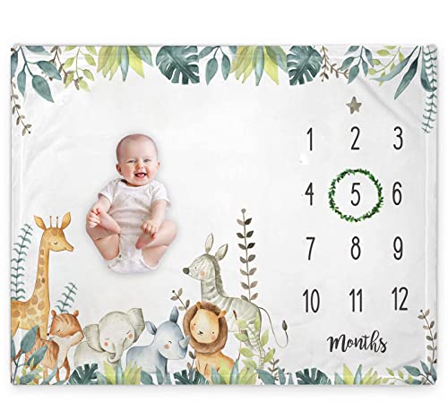 Yuzioey Safari Baby Growth Chart Blanket 1