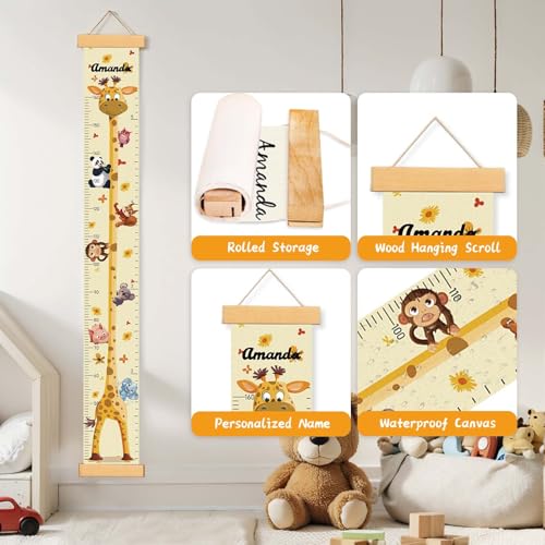 Woodemon Custom Name Growth Chart Wall