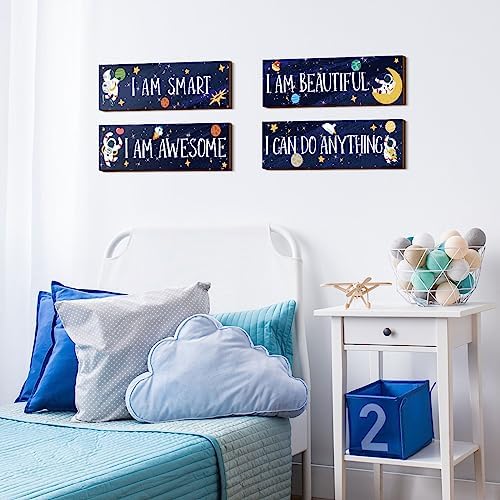 Yookeer 4 Pcs Space Wall Decor for Kids Bedroom