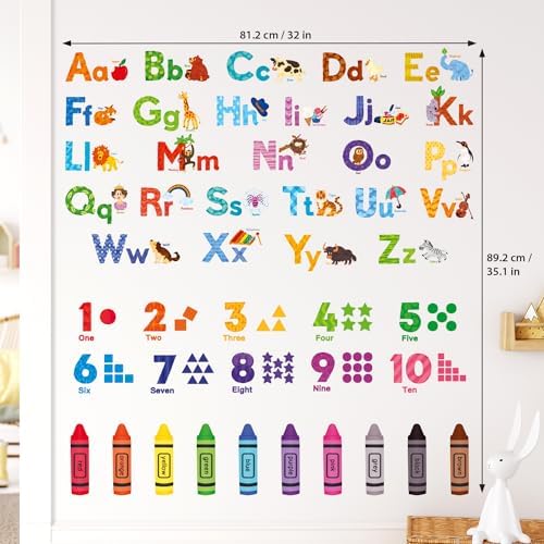 DECOWALL Animal Alphabet Numbers Wall Stickers