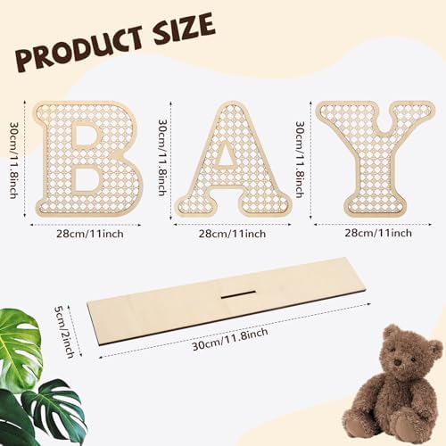 4 Pcs Rattan Wood Baby Letters