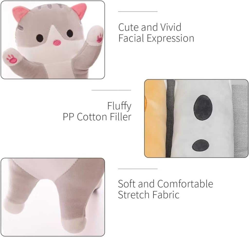 Cute Cat Plush Body Pillow for Kids