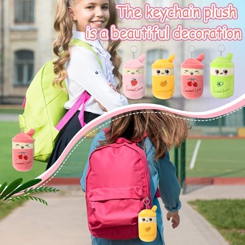 Jerify 16 Pcs Bubble Tea Plush Keychains