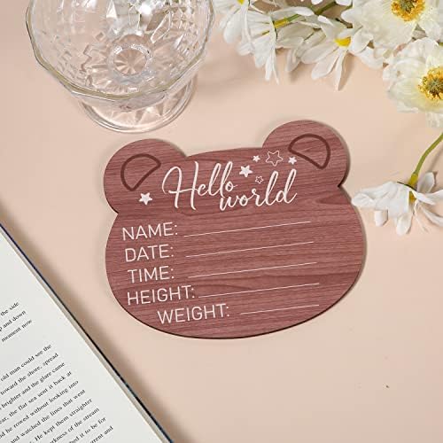 Wooden Baby Announcement Plaque With Bear Shape