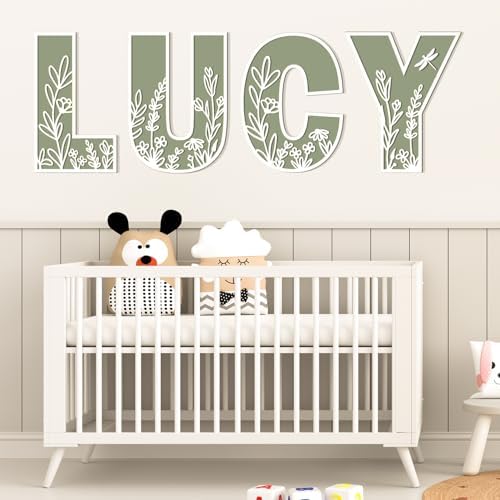 12 Inch Flowered Wooden Letters for Wall Decor