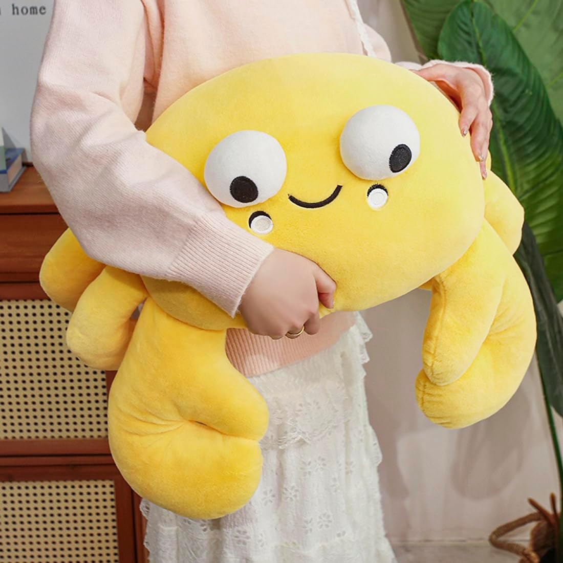 ELAINREN Giant Yellow Crab Plush Pillow