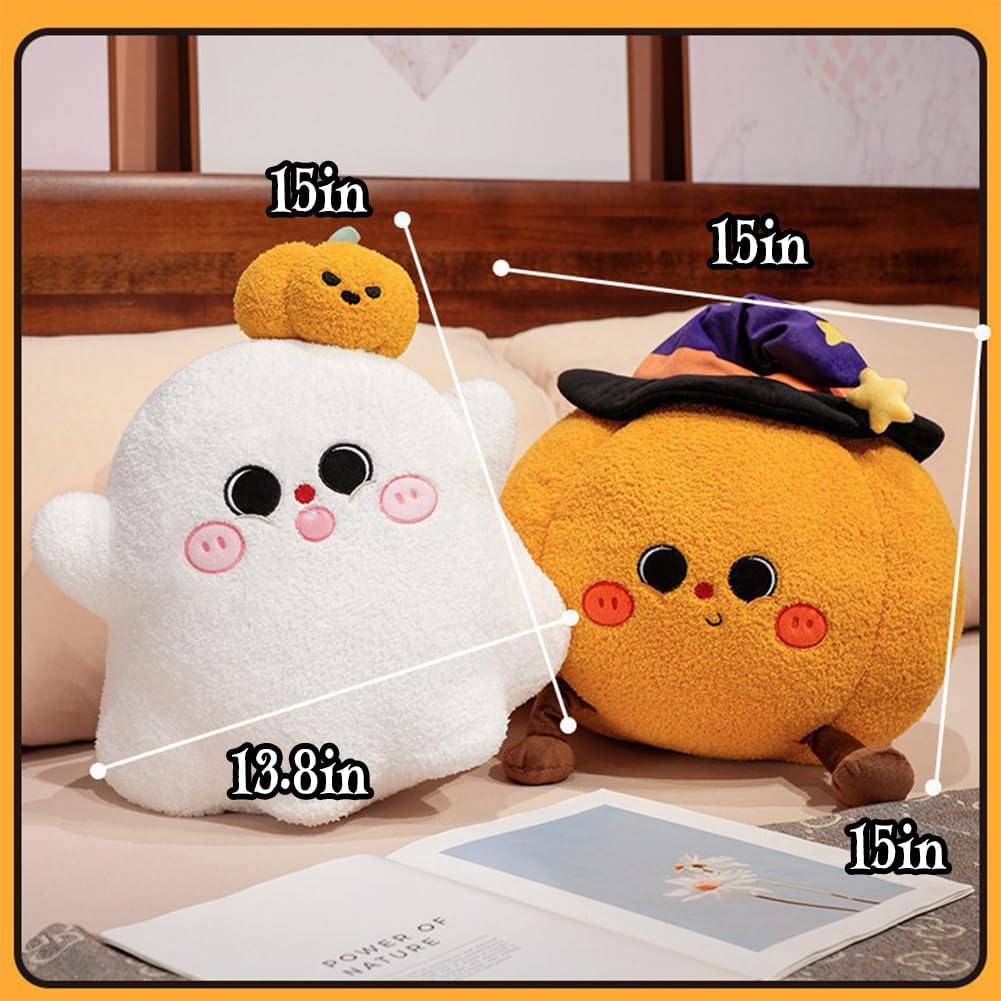Halloween Pumpkin Ghost Throw Pillow