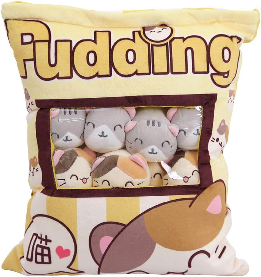 Cute Plush Pillow Throw with Kitten Stuffed Animal Toys