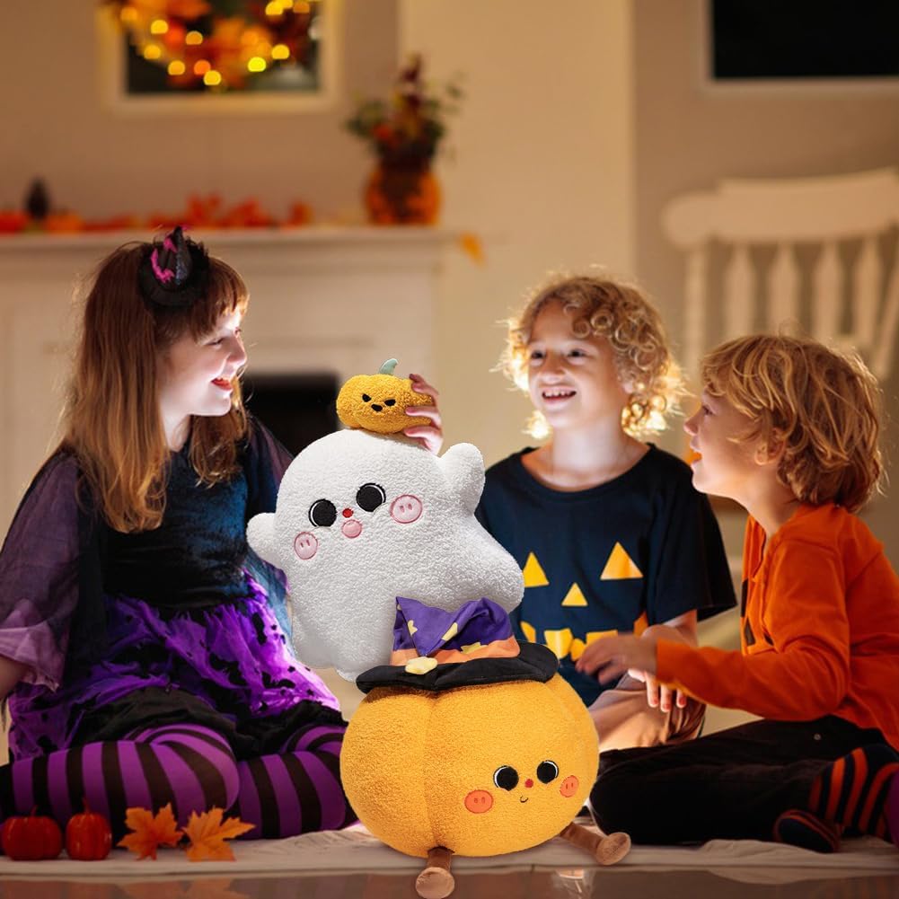 Halloween Pumpkin Ghost Throw Pillow