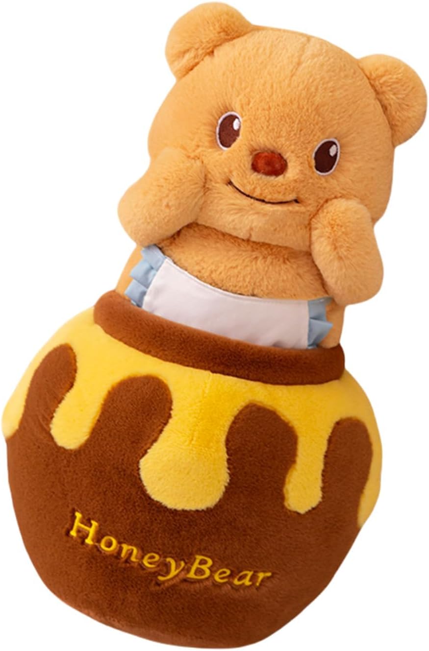 Cute Bear Plush Pillow with Honey Bar