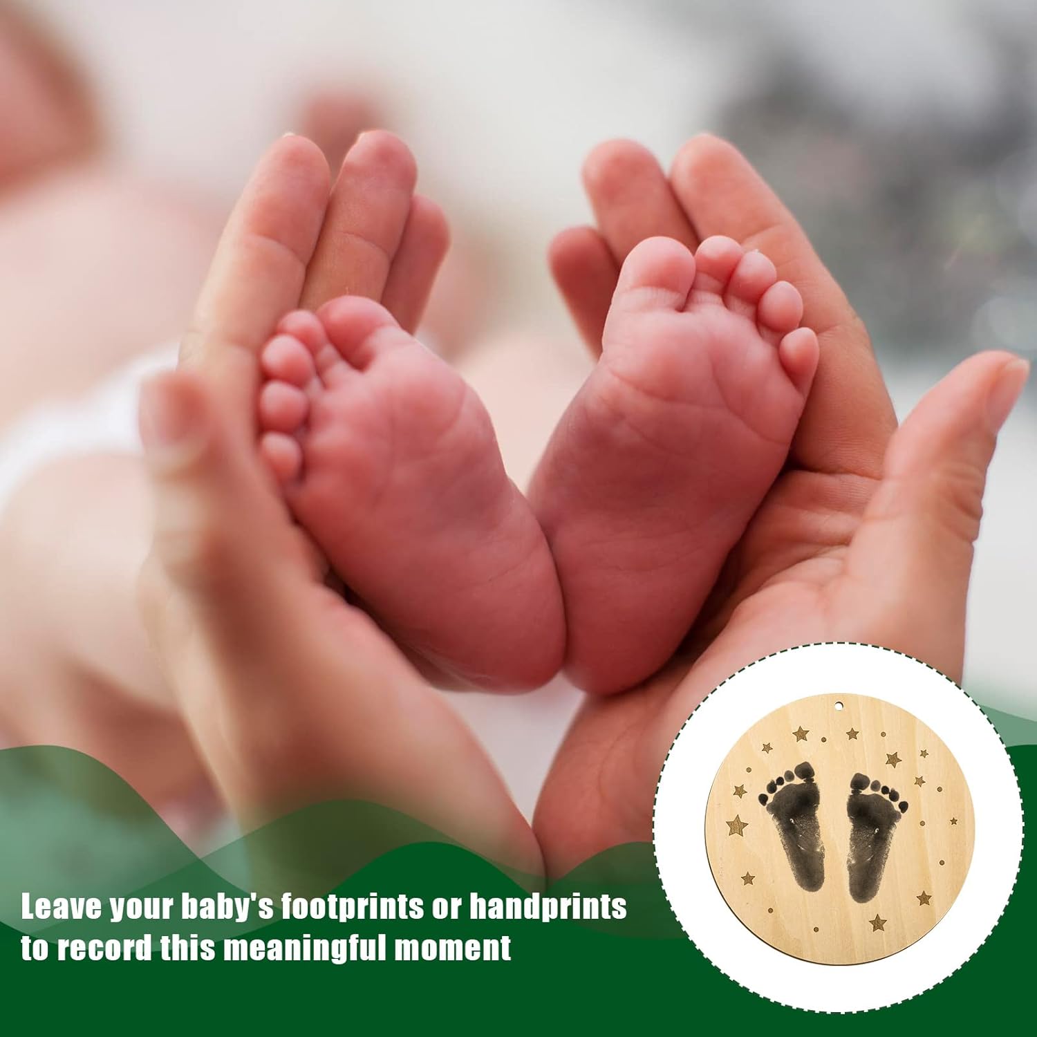 Baby Announcement Sign with Handprint and Footprint Space