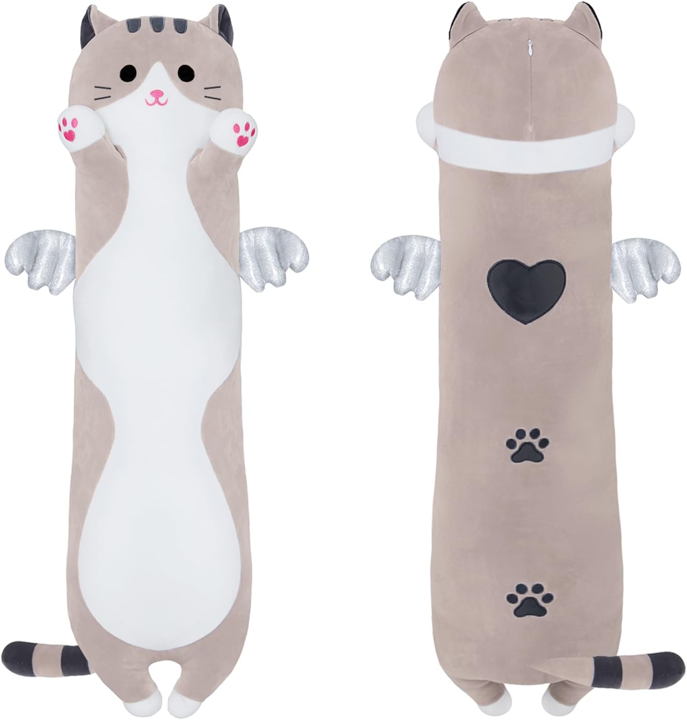 Cute Long Cat Plush Body Pillow Grey