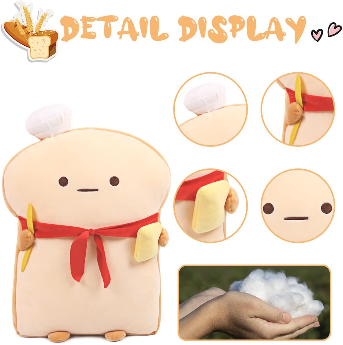 ARELUX 177in Cute Toast Plush Pillow