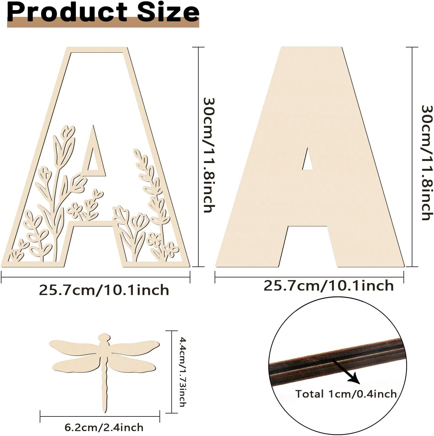 12 Inch Flowered Wooden Letters for Wall Decor