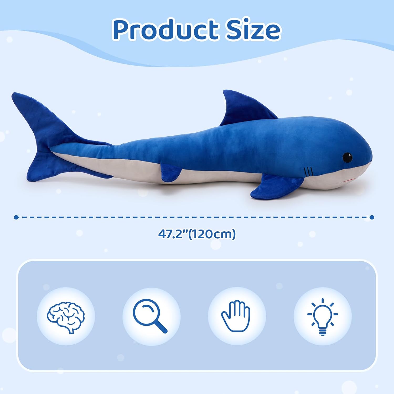 Tezituor 47 Inch Whale Plush Pillow for Kids