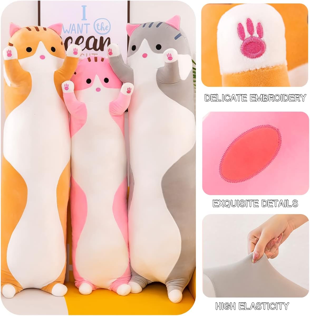 Giant Cat Plush Pillow for Kids and Girlfriend