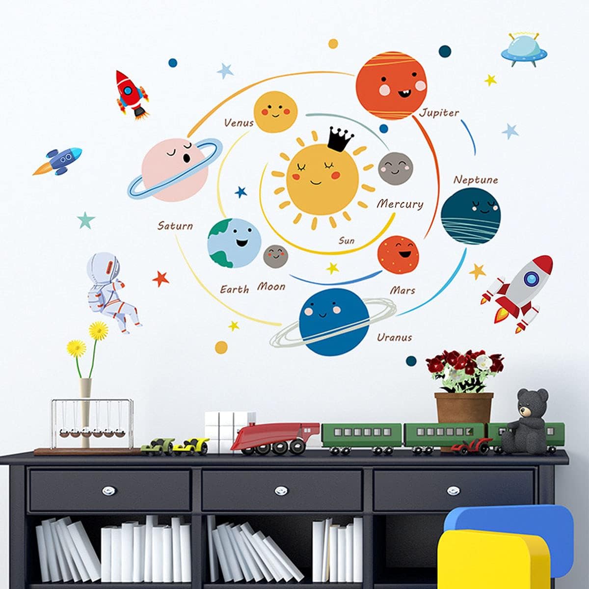 Space Planet Wall Decals for Kids Room