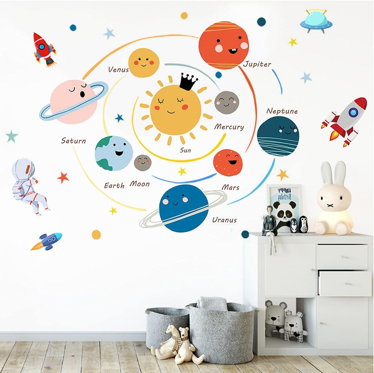 Space Planet Wall Decals for Kids Room