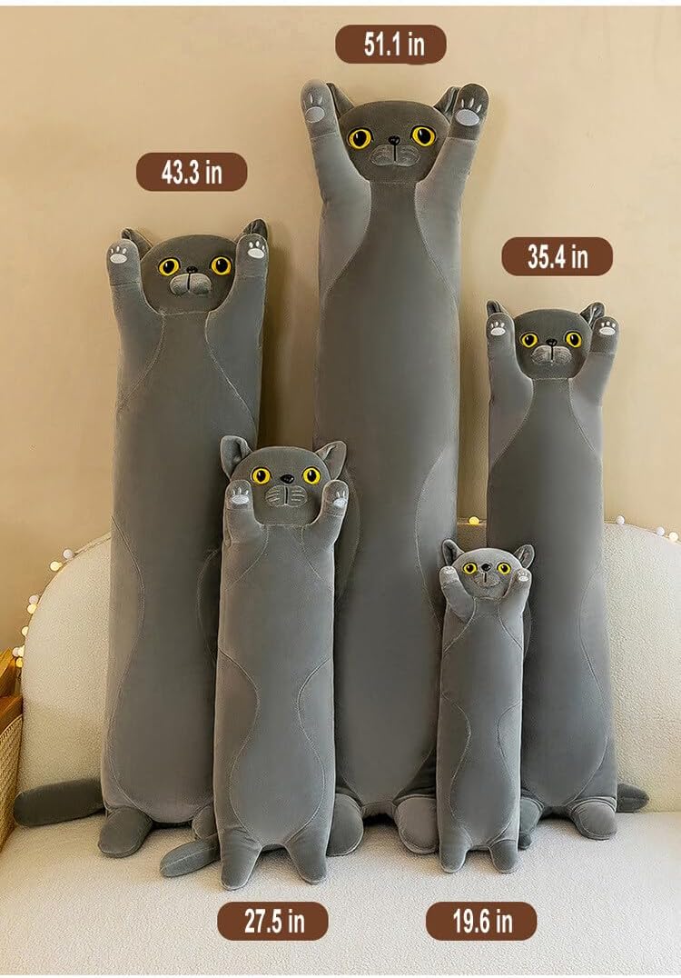 Long Cat Plush Pillow for Kids and Girlfriend