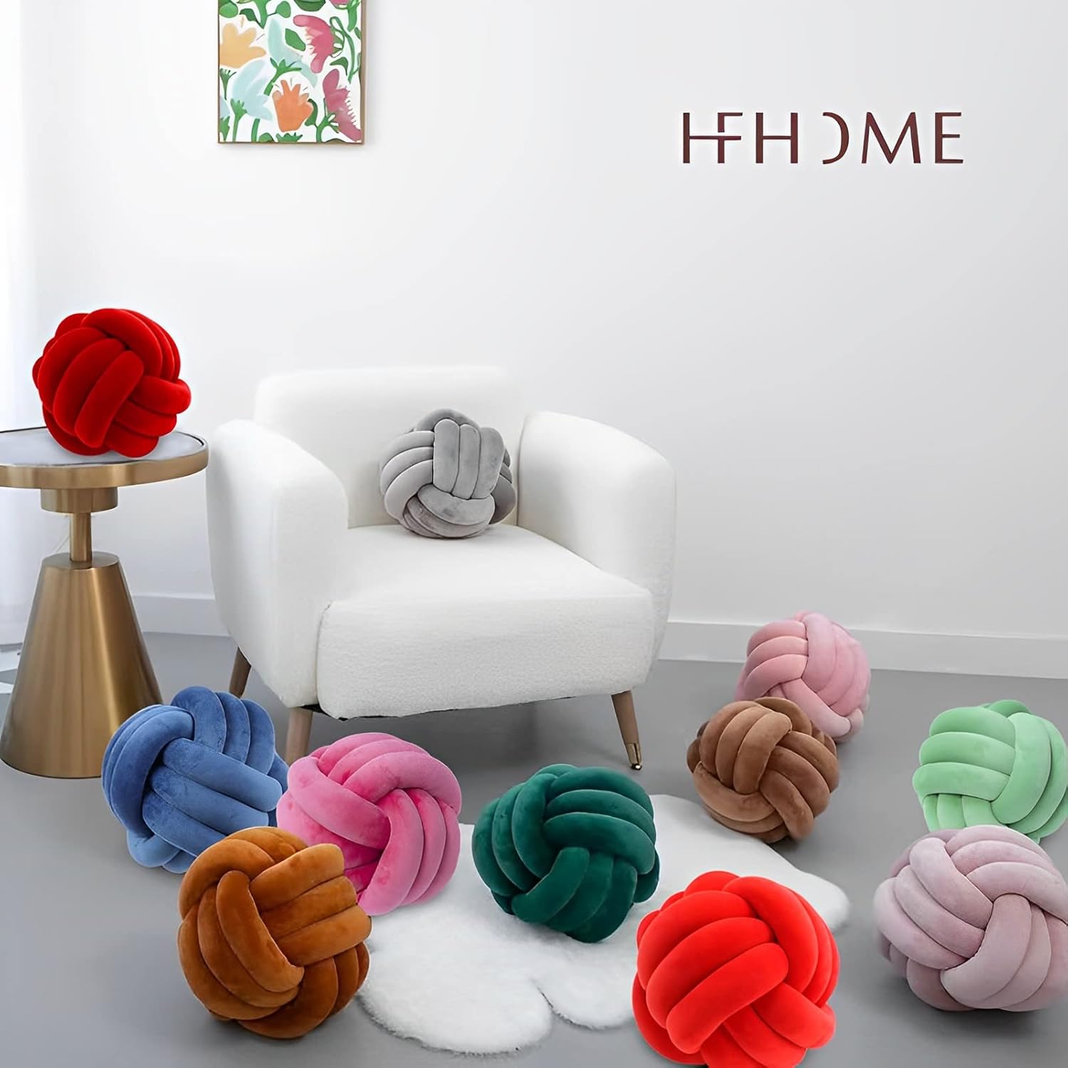 KEBAIHUA Knot Ball Pillow Round Plush Throw Cushion