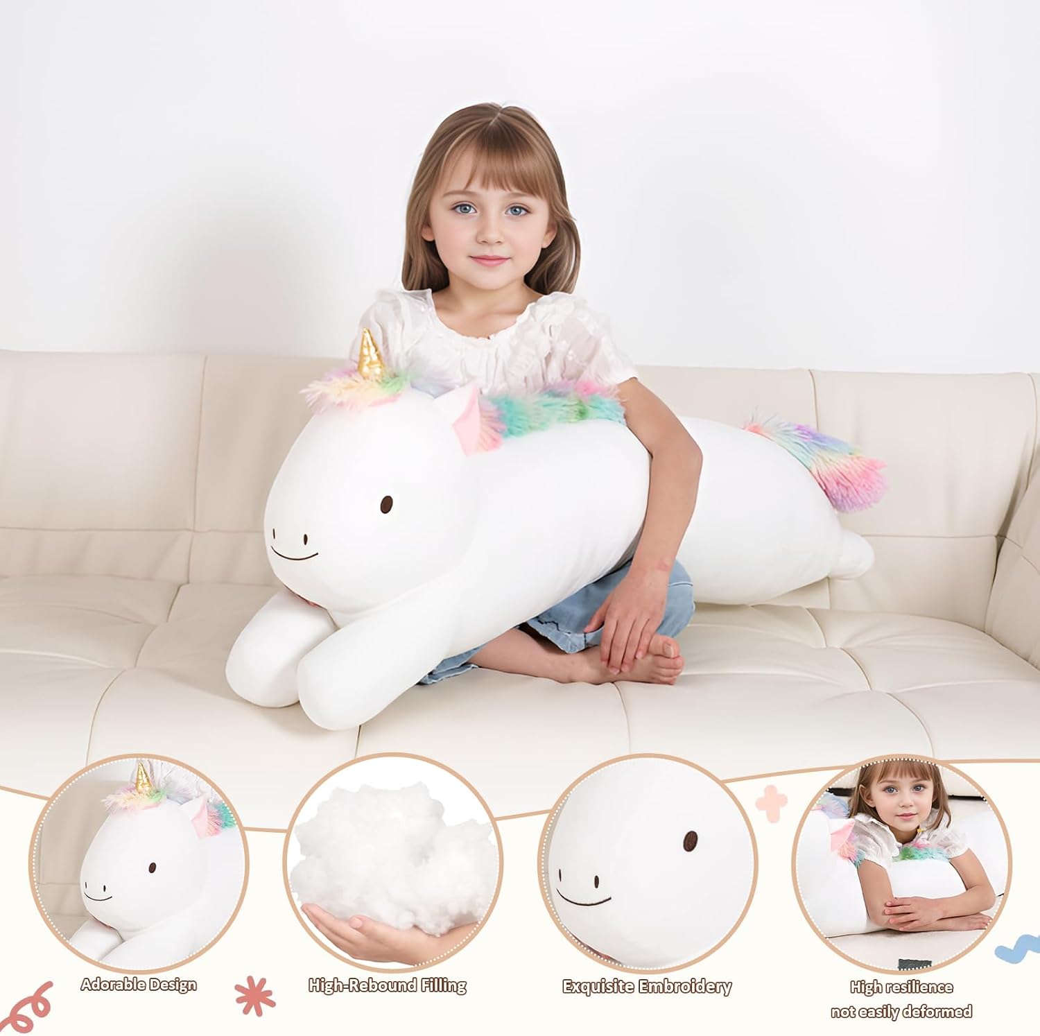 40 Inch Giant Unicorn Plush Pillow