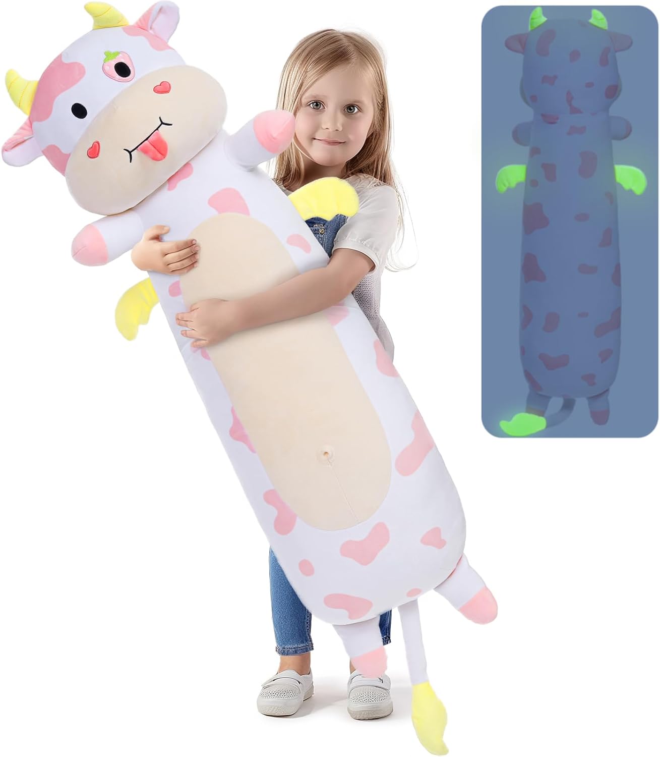 MorisMos Glow in the Dark Cow Pillow