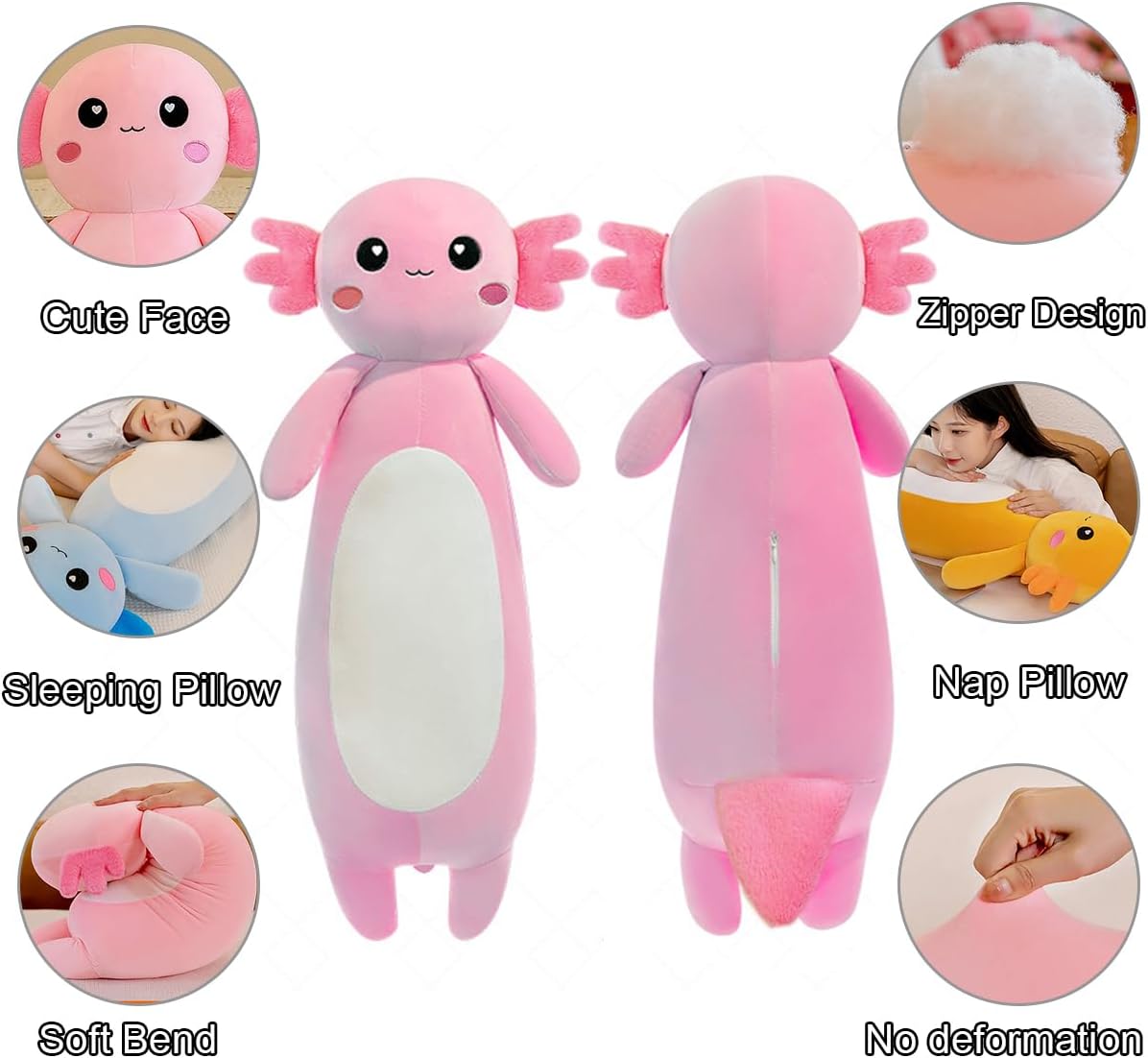Pink Axolotl Plush Pillow 65cm