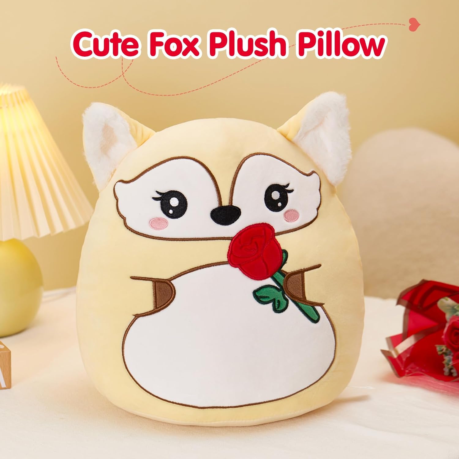 WEWILL 12 Inch Valentine Fox Plush Pillow