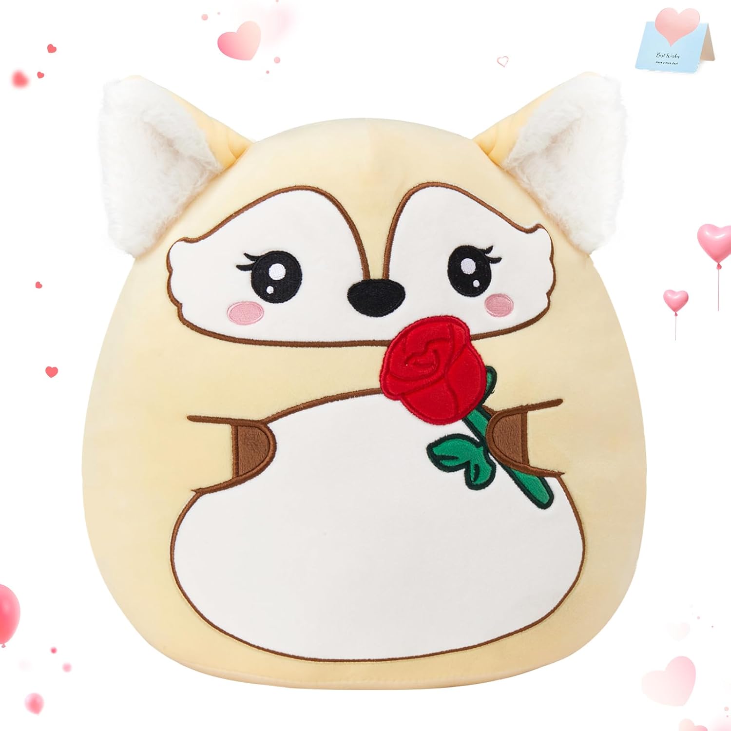 WEWILL 12 Inch Valentine Fox Plush Pillow