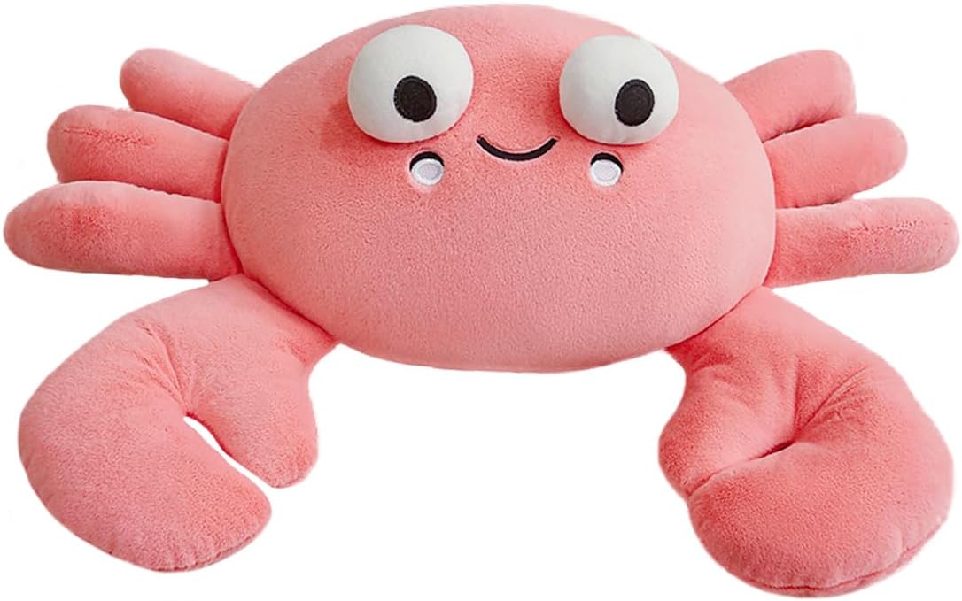 ELAINREN Ultra-Soft Pink Crab Plush Pillow