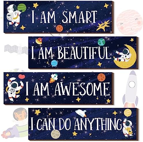 Yookeer 4 Pcs Space Wall Decor for Kids Bedroom
