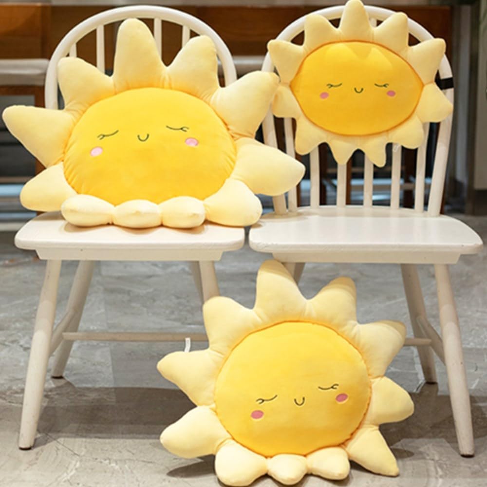 OUKEYI Soft Plush Sun Shape Pillow Yellow 177in