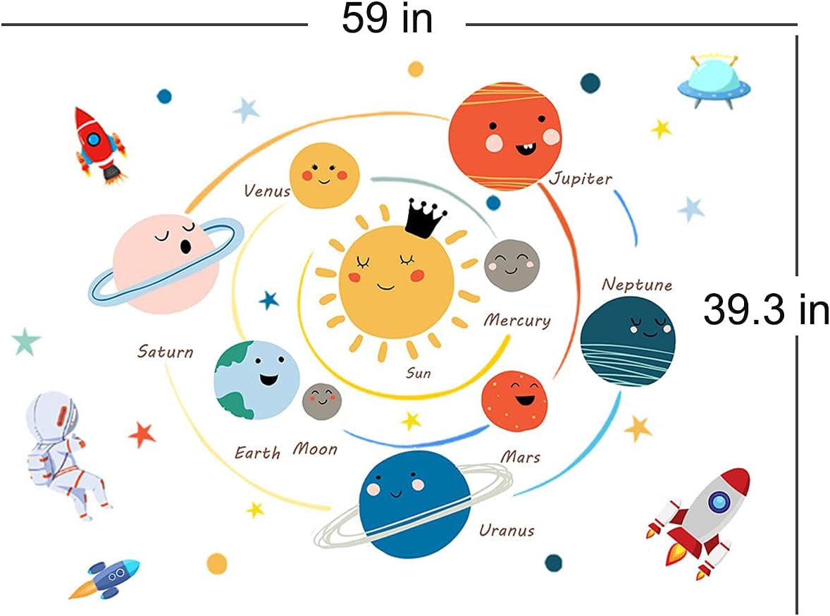 Space Planet Wall Decals for Kids Room