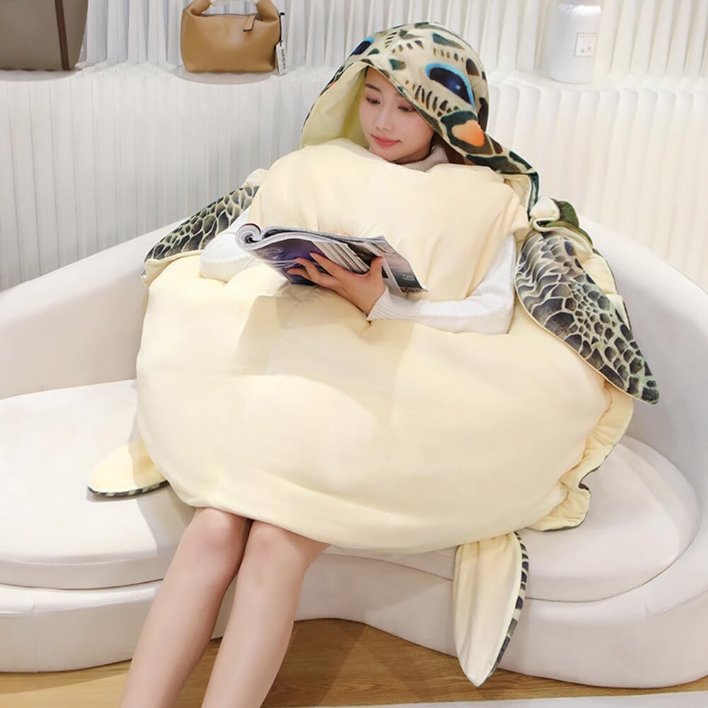 Wearable Turtle Shell Plush Pillow for Kids and Adults