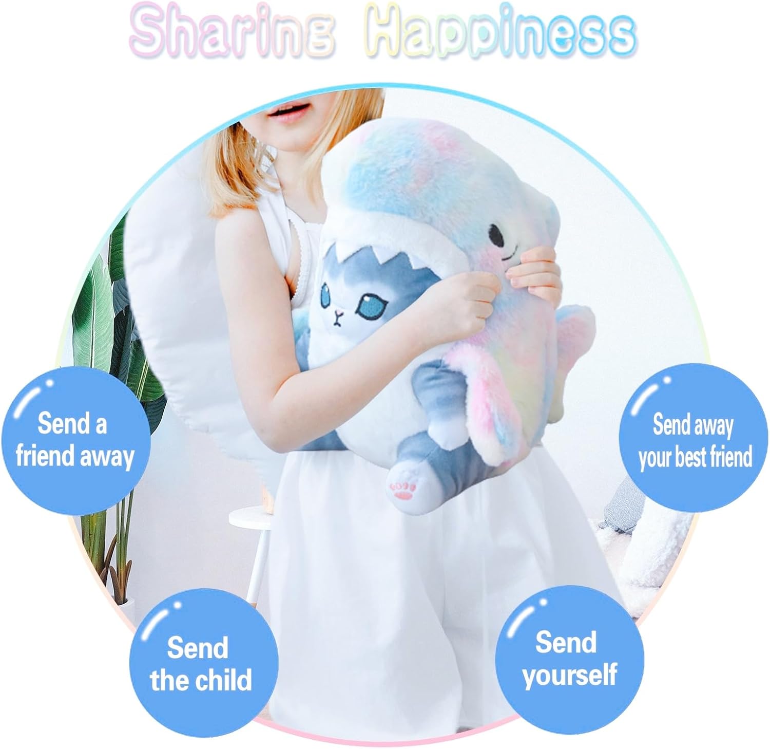 Kawaii Shark Cat Plush Pillow Toy 9 Inch 1