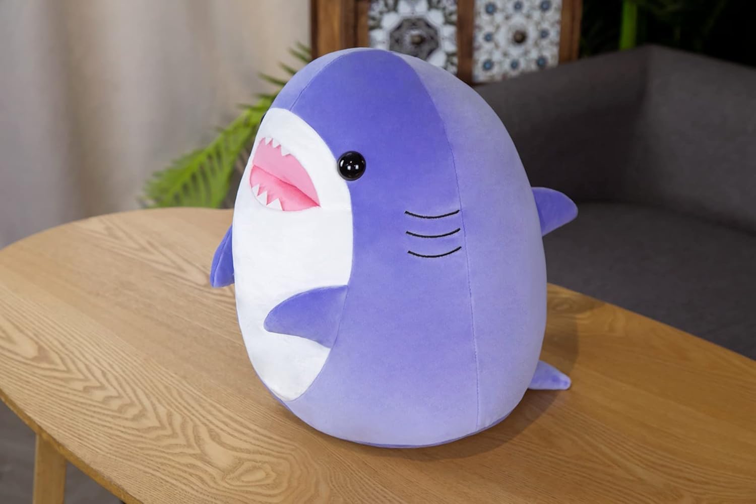 17 Inch Purple Shark Plush Hugging Pillow