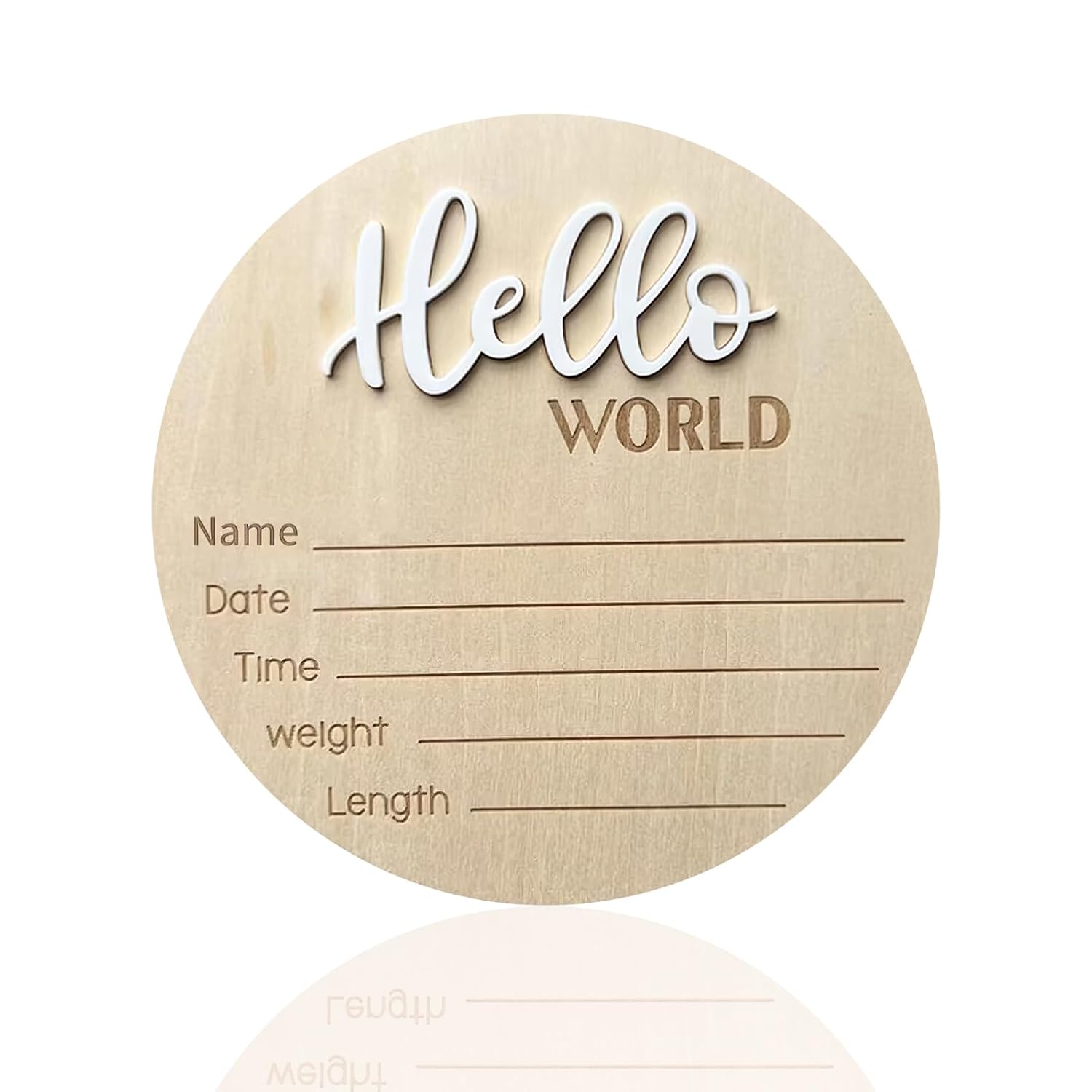 Baby Announcement Sign 59 Inch Wooden Hello World Newborn Sign