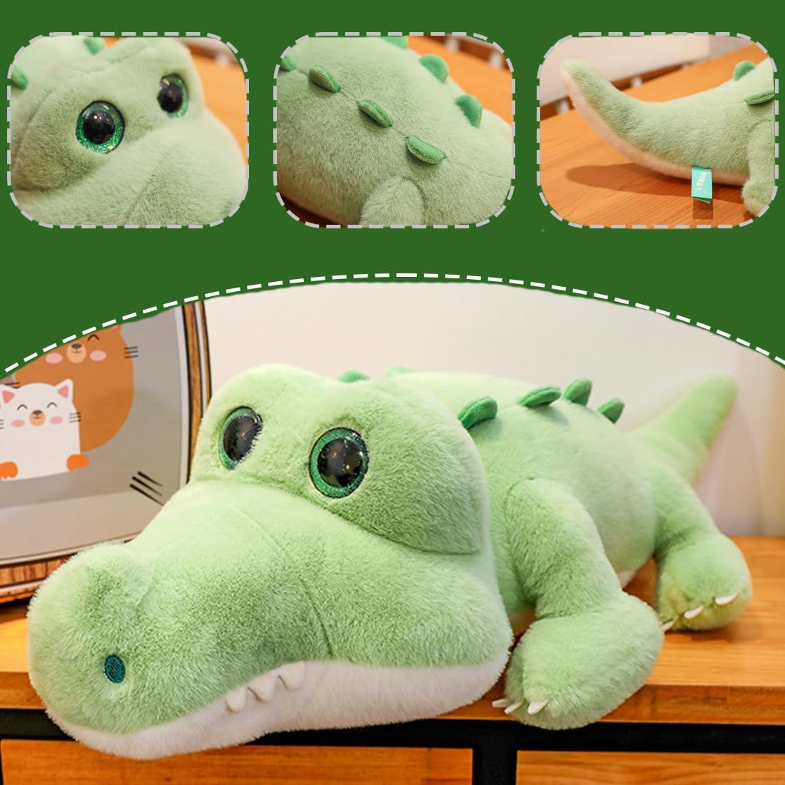 ELAINREN Super Furry Crocodile Plush Pillow