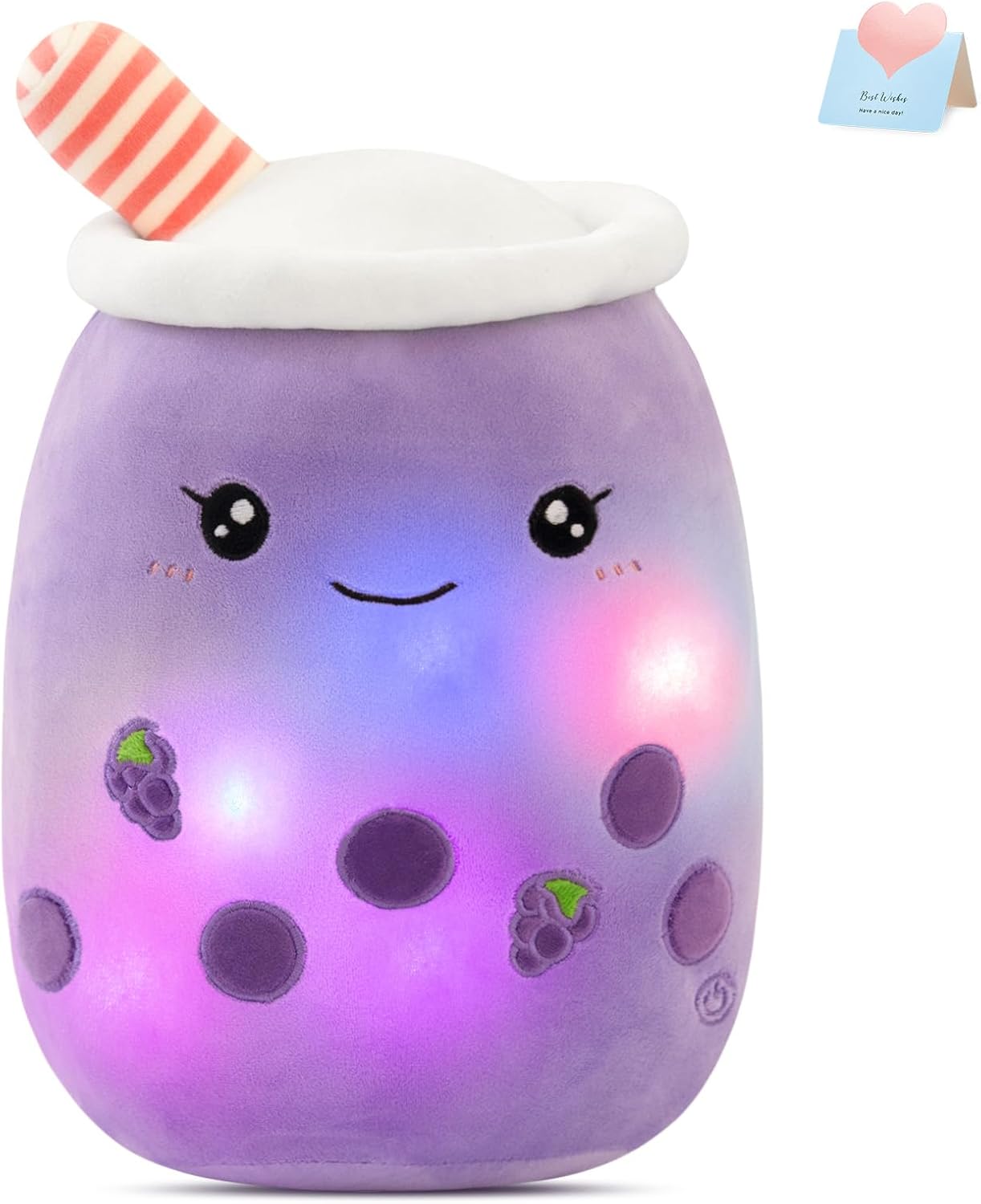 Light Up Purple Boba Pillow Toy
