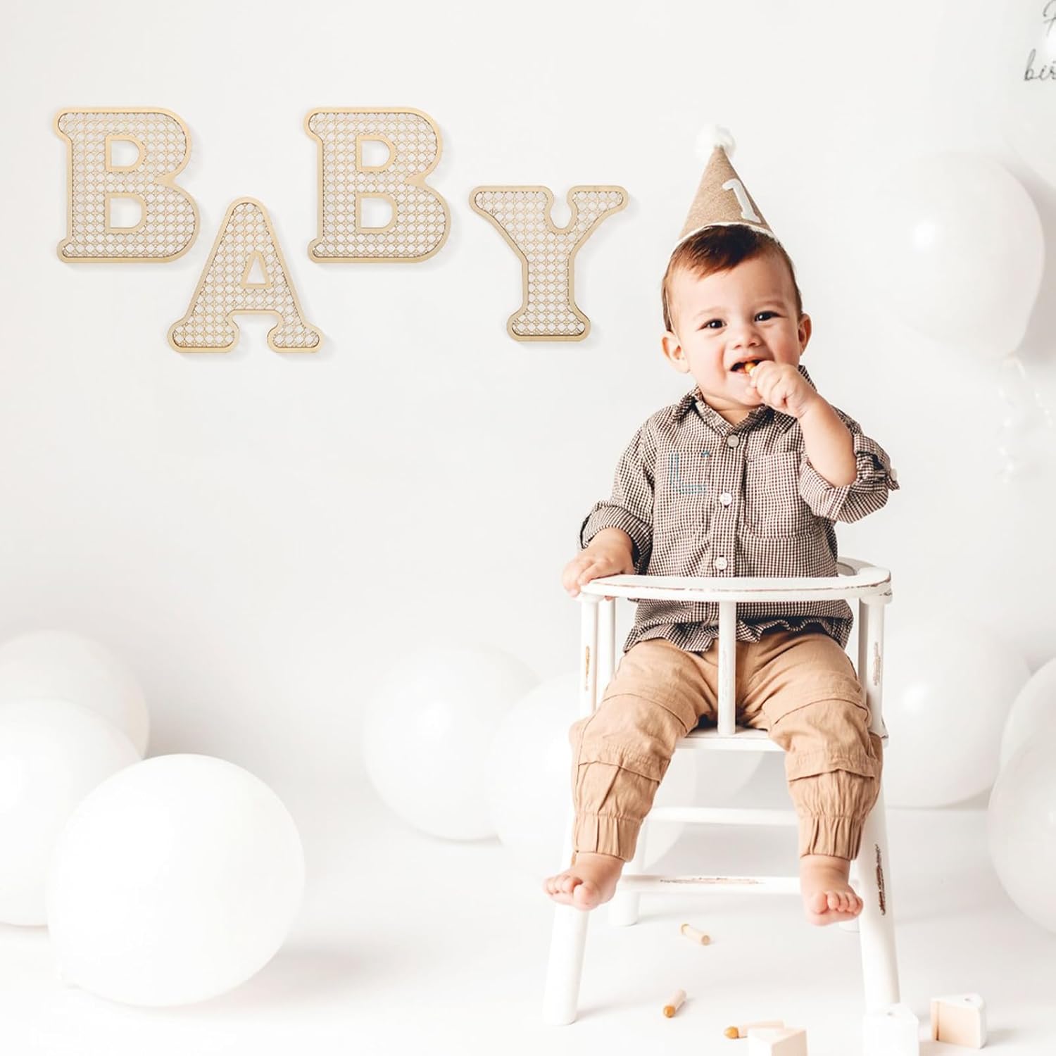 4 Pcs Rattan Wood Baby Letters