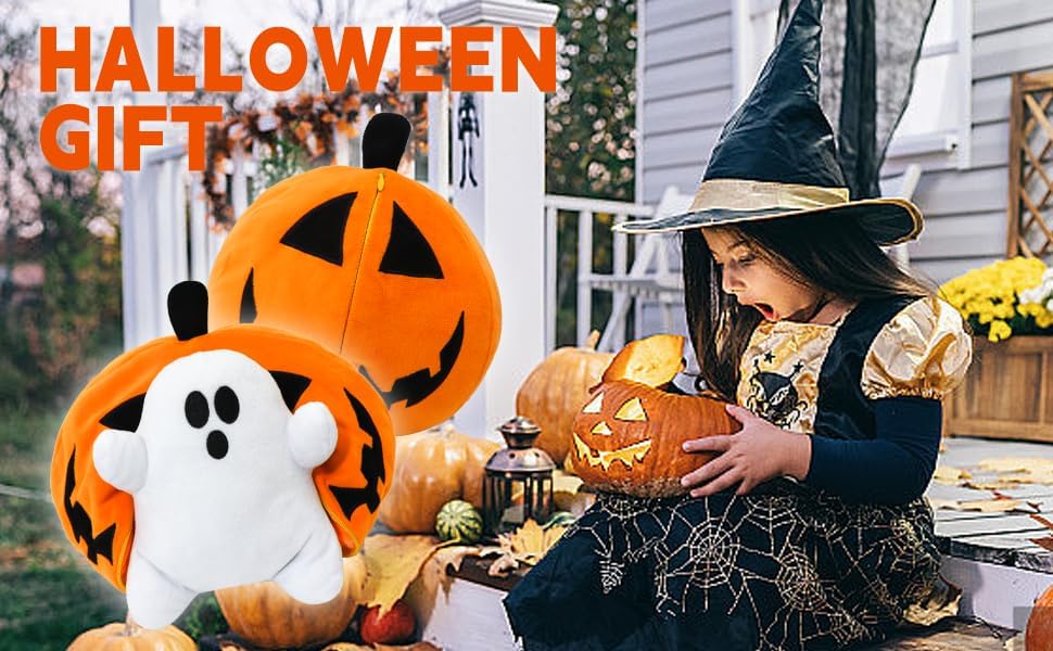 Halloween Pumpkin Ghost Plush Pillow