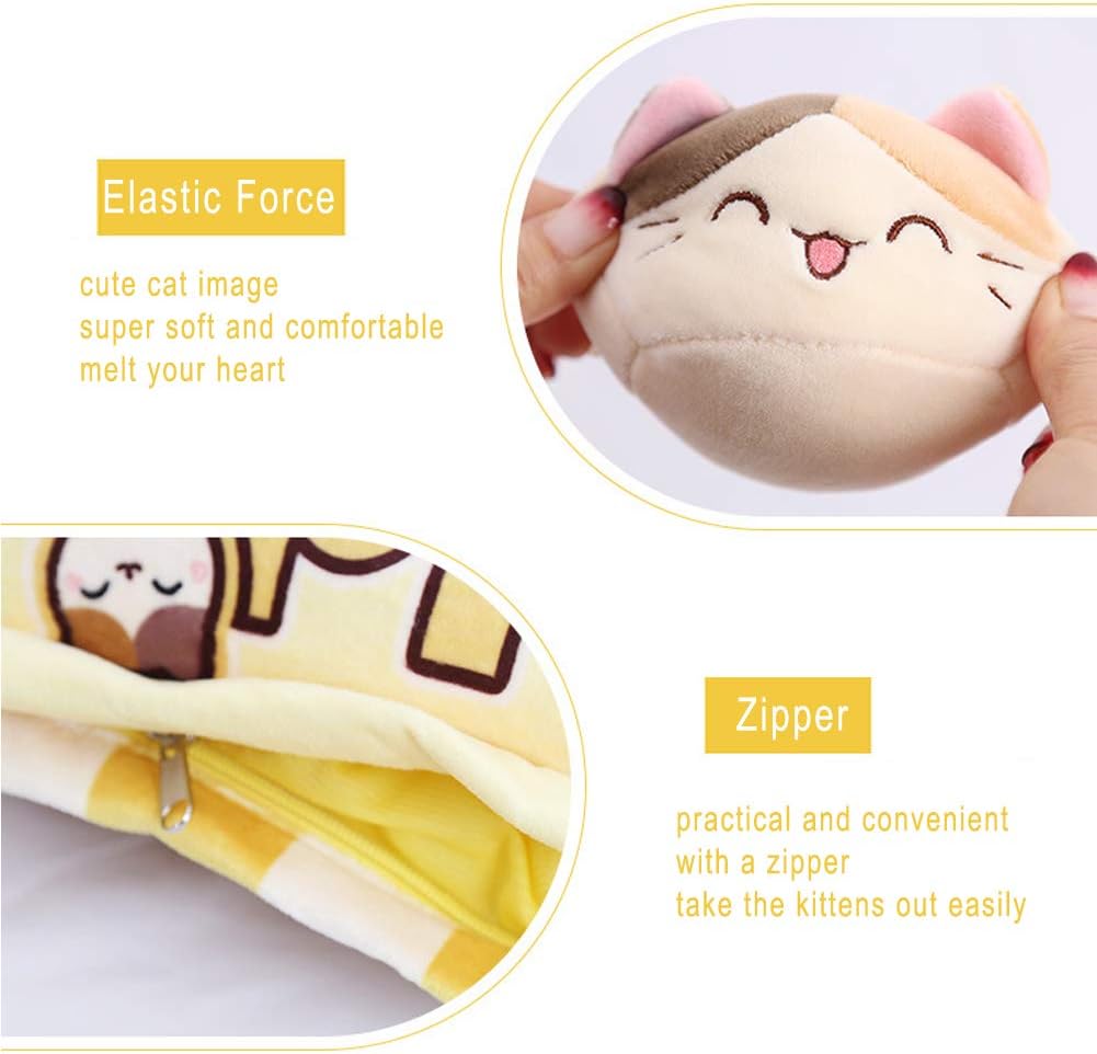 Cute Plush Pillow Throw with Kitten Stuffed Animal Toys
