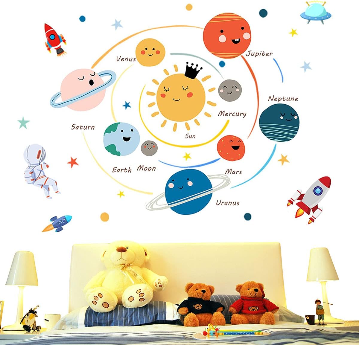 Space Planet Wall Decals for Kids Room