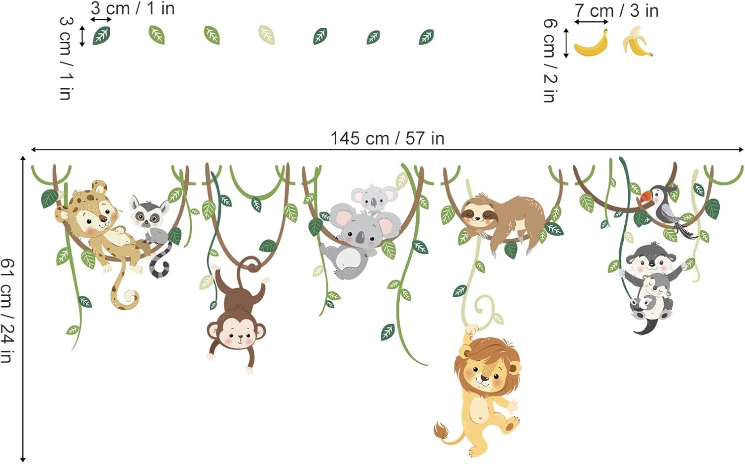 Jungle Animals Safari Wall Stickers for Kids Room
