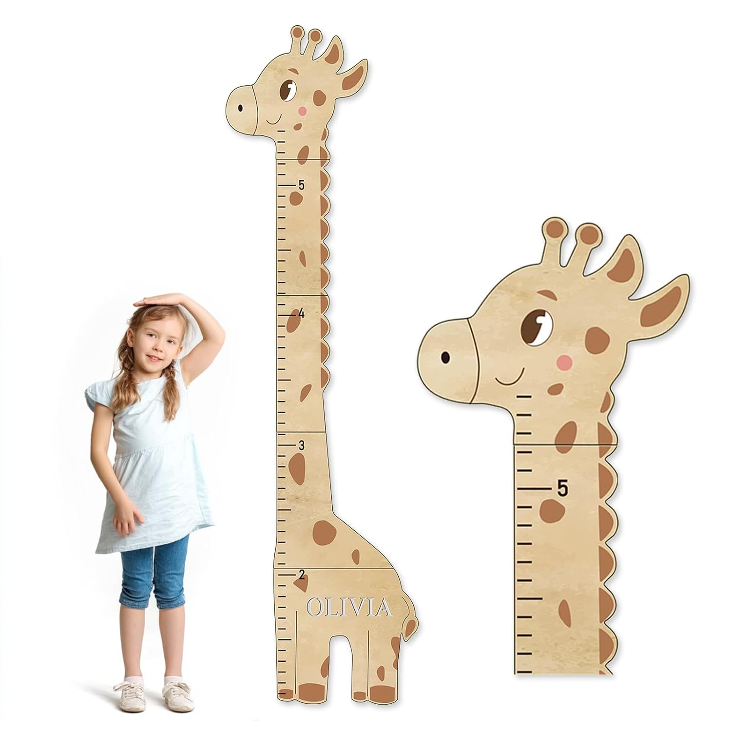 Woodemon Personalized Name Growth Chart for Wall