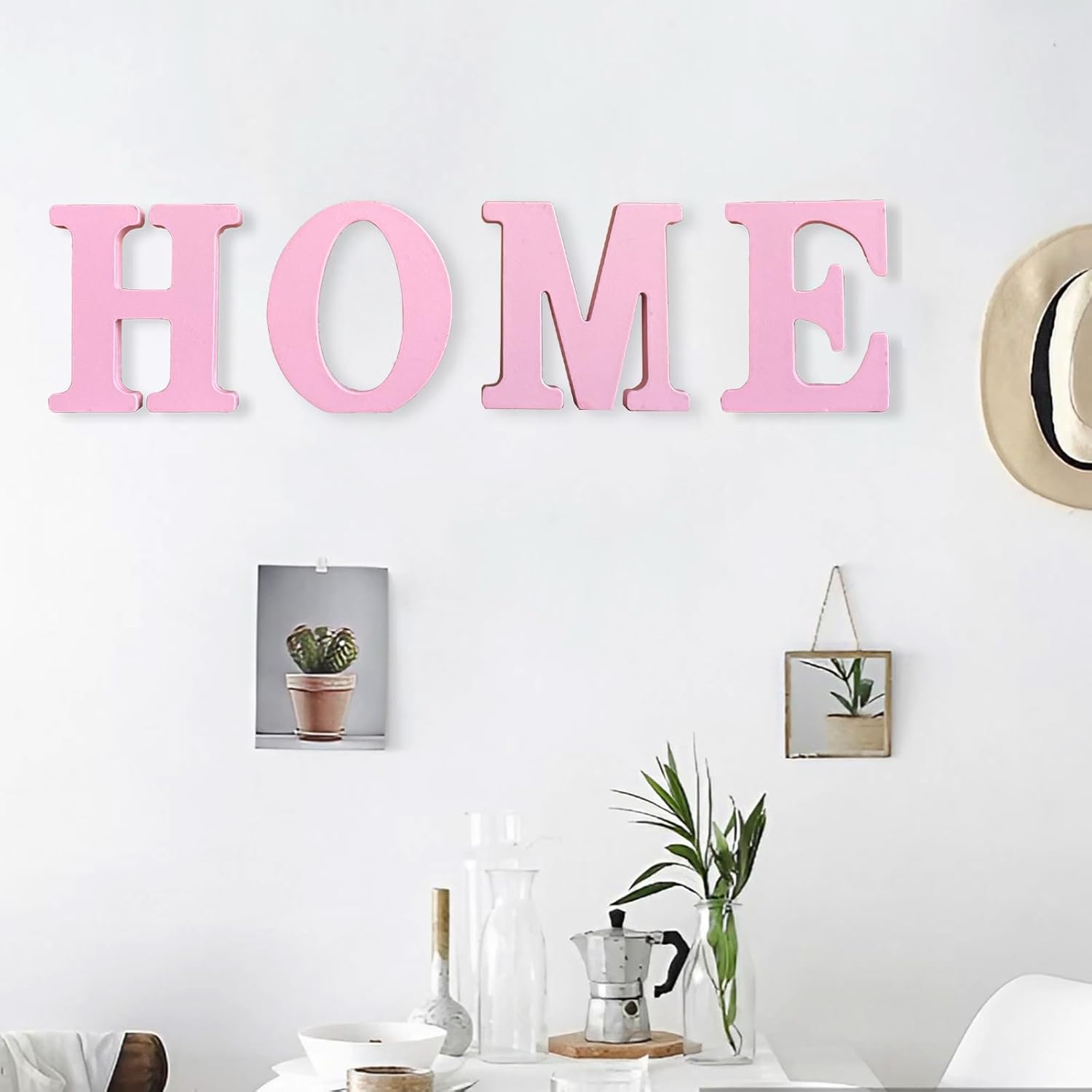 AOCEAN 8 Inch Pink Wood Letters for Wall Decor