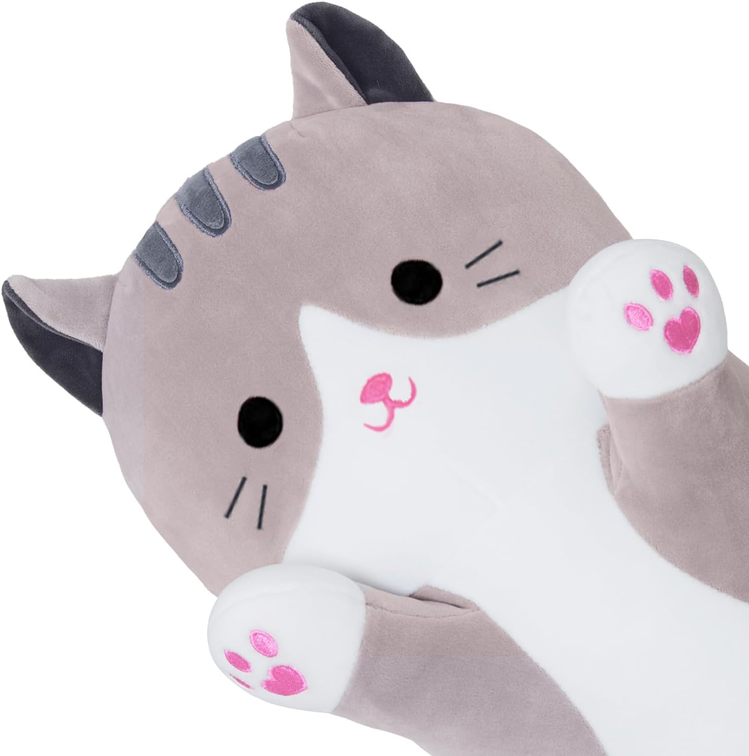 Cute Long Cat Plush Body Pillow Grey